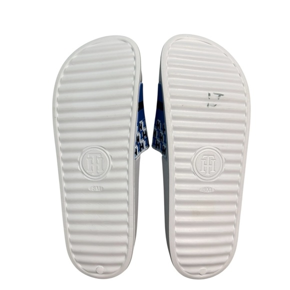 NWOT Tommy Hilfiger Blue Patterned Slides - Picture 4 of 7